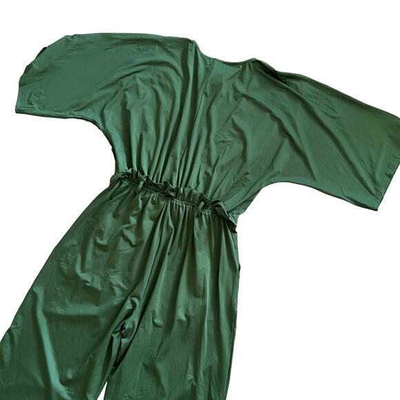 Baltic Born Dress Day Jumpsuit Large Green V-Neck Jersey Wide Leg Holiday Ruffle - Picture 5 of 12